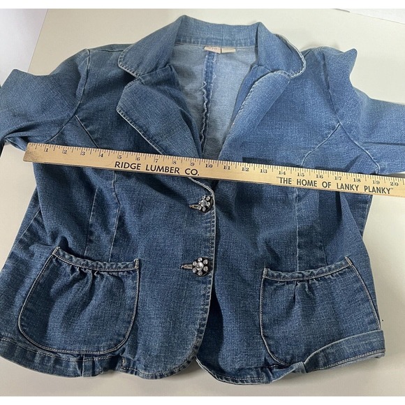 STO Susquehanna Trail Outfitters Denim Jean Jacket Size Large 2 Fancy Buttons - Picture 4 of 8